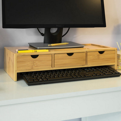 SoBuy BBF03-N, Bamboo Monitor Stand Computer Screen Monitor Riser Desk ...