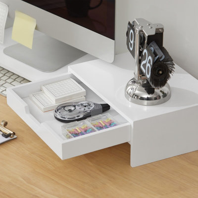 SoBuy BBF04-W, 2 Drawers Computer Screen Monitor Stand Desk Organizer ...