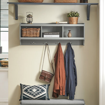 SoBuy FHK28-HG, Wall Coat Rack Wall Shelf Wall Storage Cabinet Unit ...