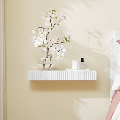 SoBuy FHK38-W, Floating Shelf with Drawer & LED Motion Sensor Light ...