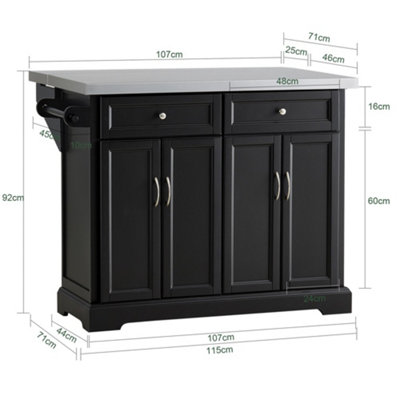 SoBuy FKW71-SCH, Kitchen Island on Wheels Rolling Kitchen Storage ...