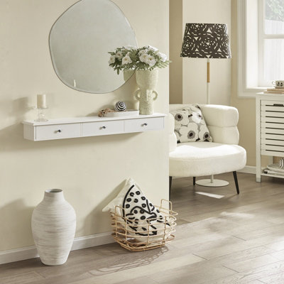 SoBuy Floating Shelf Wall Storage Unit with 3 Drawers White Wall ...