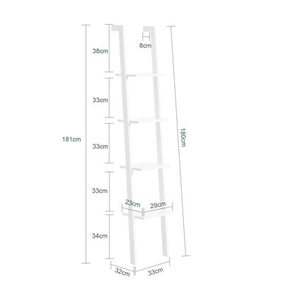 SoBuy FRG15-W, Modern 4 Tiers Ladder Shelf Wall Shelf Stand Shelf,White,W33xD23xH180