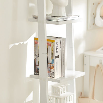 SoBuy FRG15-W, Modern 4 Tiers Ladder Shelf Wall Shelf Stand Shelf,White,W33xD23xH180