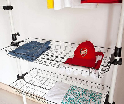 SoBuy FRG34-P02, Set of 2 Metal Storage Baskets for Telescopic Wardrobe ...