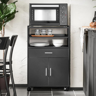 SoBuy FSB09-SCH, Kitchen Trolley with Wheels and Extendable Worktop ...