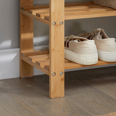SoBuy FSR02-K-N, 2 Tiers Bamboo Shoe Rack Shoe Bench, Bathroom Shelf ...