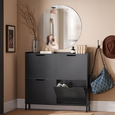 sobuy-fsr100-sch-narrow-shoe-rack-shoe-cabinet-with-4-flip-drawers