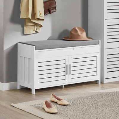 SoBuy FSR102-W, Shoe Rack Shoe Storage Bench with Folding Padded Seat ...