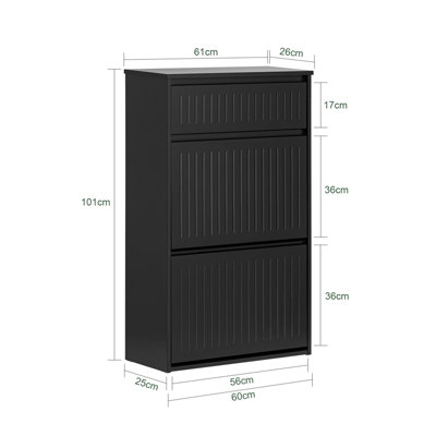 SoBuy FSR165-SCH, 2 Flip-drawers 1 Pull Out Drawer Shoe Cabinet Shoe ...