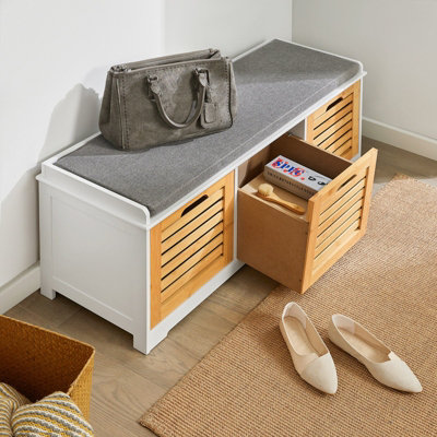 FSR98-L-HG Banc à Chaussures, Meuble à Chaussures, Meuble d'entrée, avec A