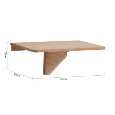 SoBuy FWT03-PF, Folding Wall-mounted Drop-leaf Table Foldable Table Compact Computer Desk,Neutral,W60xD40xH26