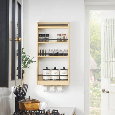 SOBUY KCR12-N, KITCHEN WALL SHELF SPICE RACK WALL MOUNTED SHELF RACK ...