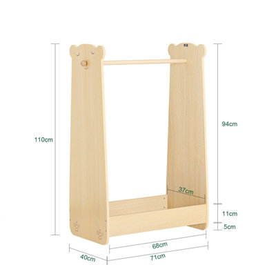 SoBuy Kids Wardrobe Clothes Rack with Hanging Rail Wood Storage Closet