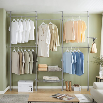 SoBuy KLS04-II-HG, Telescopic Clothes Rail Heavy Duty Clothes Rack ...