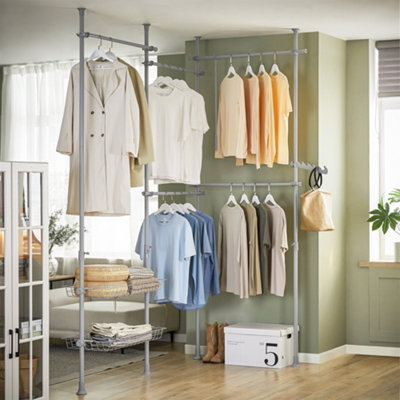 SoBuy KLS04-II-HG, Telescopic Clothes Rail Heavy Duty Clothes Rack ...