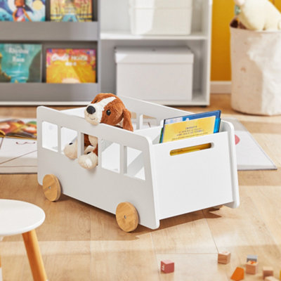 SoBuy KMB41-W, Children Bookcase Toy Storage Shelf Bus Shaped Shelf ...