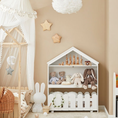 SoBuy KMB52-W, House Shape Children Bookcase Toy Shelf Storage Display ...