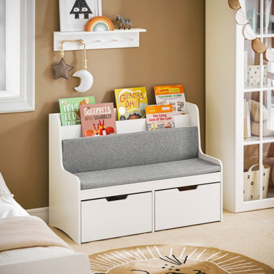 SoBuy KMB66-W, Children Kids Bench with Backrest, Seat Cushion and ...