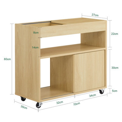 SoBuy Mobile Storage Cabinet Sofa Side End Table File Cabinet Natural
