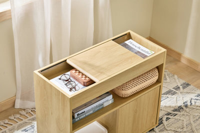 SoBuy Mobile Storage Cabinet Sofa Side End Table File Cabinet Natural