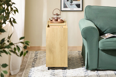 SoBuy Mobile Storage Cabinet Sofa Side End Table File Cabinet Natural
