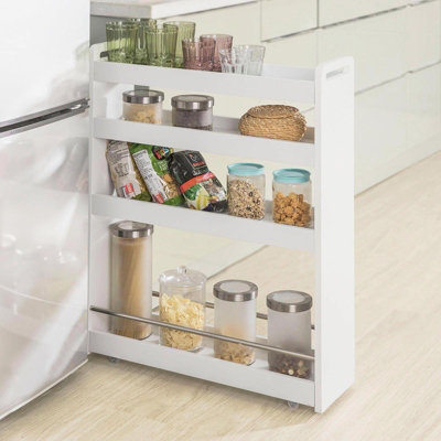 SoBuy NSR01-W 4 Tiers Serving Trolley, Slide Out Storage Rack Shelf on ...