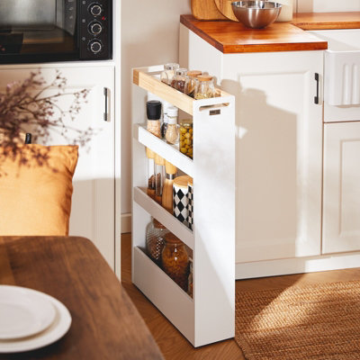SoBuy NSR12-W, 4 Tiers Serving Trolley, Slide Out Storage Rack Shelf on ...