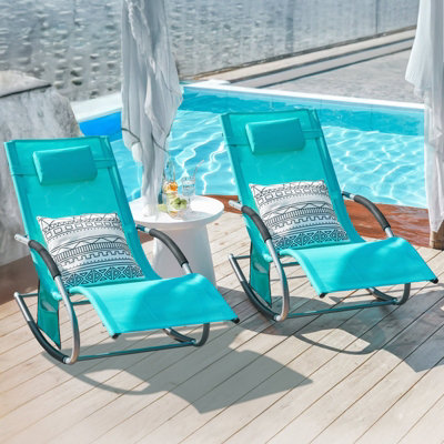 SoBuy Outdoor Garden Rocking Sun Lounger Recliner Chair Set of 2 with ...