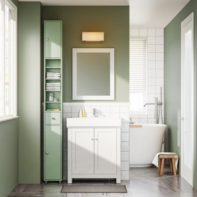 SoBuy Tall Bathroom Cabinet with Adjustable Shelves, Water-Resistant ...