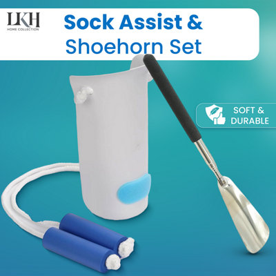 Sock Assist and Shoe Horn Set Easy Sock Aid Device & Adjustable ...