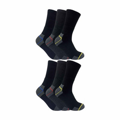 Sock Snob - 6 Pairs Mens Cotton Work Socks 12-14 Black | DIY at B&Q