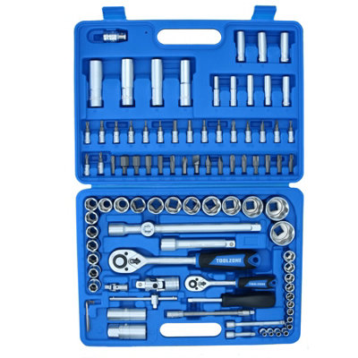 Socket and Screwdriver Bit Set 1/4" & 1/2" Drive Ratchet Deep Shallow 94pc
