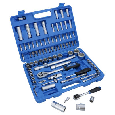 Socket and Screwdriver Bit Set 1/4" & 1/2" Drive Ratchet Deep Shallow 94pc