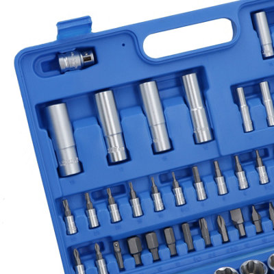 Socket and Screwdriver Bit Set 1/4" & 1/2" Drive Ratchet Deep Shallow 94pc