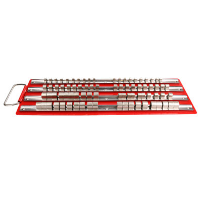 Range-douilles Organisateur DURATECH 80 Pièces - Pour Douilles 1/4, 3/8, 1/2", Bleu ABS, Poignée