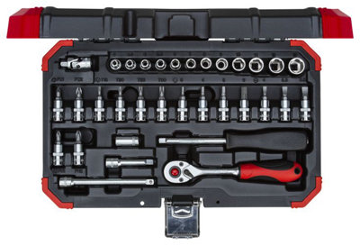 Socket Set 1/4" Drive sizes 413mm 33pcs at B&Q