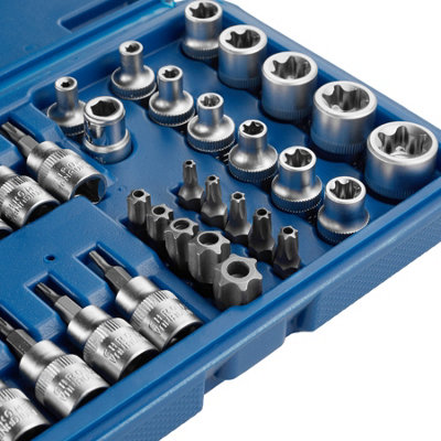 Socket Set - 34 pieces, 5/16 and 3/8 inch - blue