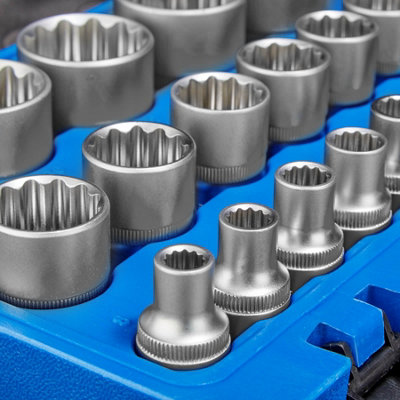 Socket Set External Multi-Tooth - 21-piece, 1/2 inch, plastic case included - blue