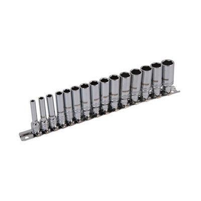 Socket Set Xi-on super grab 15pc Deep 1/4 4 - 14 mm Holding Rail (Neilsen CT2392)