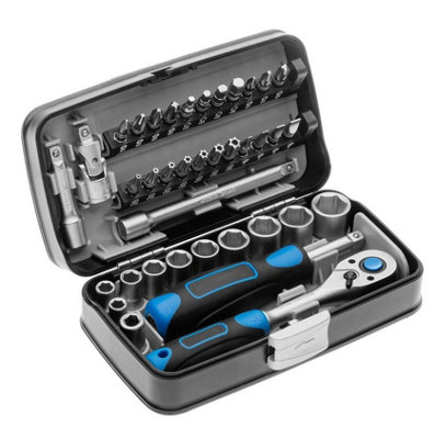 Sockets & bits set 38 piece tool set with accessories 1/4 in plastic case CrV
