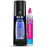 SodaStream E-Terra Sparkling Water Maker in Black & 1L Water Bottle - Retro Drinks Maker