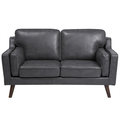 Sofa 2 Seater LOKKA Faux Leather Grey