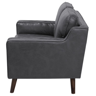 Sofa 2 Seater LOKKA Faux Leather Grey