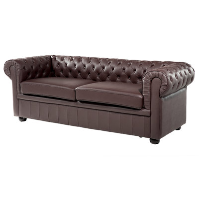 Sofa 3 Seater CHESTERFIELD Leather Brown