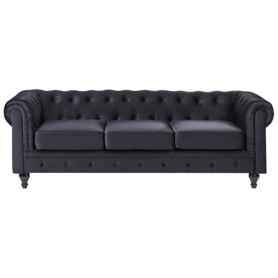 Sofa 3 Seater CHESTERFIELD Velvet Black