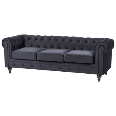 Sofa 3 Seater CHESTERFIELD Velvet Black