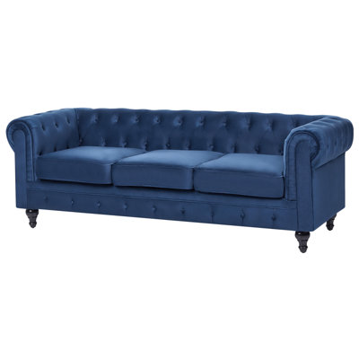 Sofa 3 Seater CHESTERFIELD Velvet Navy Blue