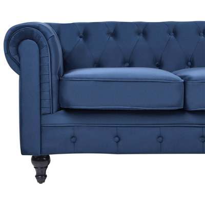 Sofa 3 Seater CHESTERFIELD Velvet Navy Blue