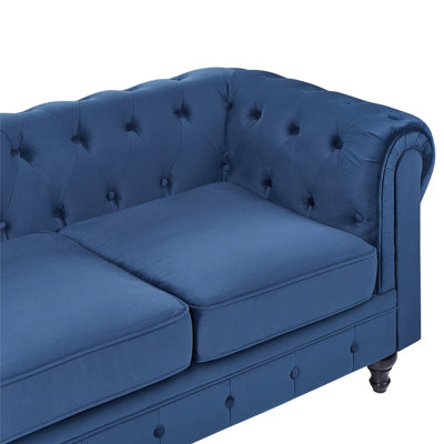 Sofa 3 Seater CHESTERFIELD Velvet Navy Blue
